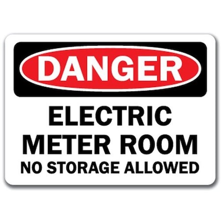 Signmission Safety Sign, 14 in Height, Plastic, 10 in Length, Electric Meter Room No DS-Electric Meter Room No